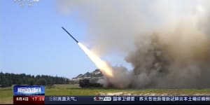 A missile is launched from an unspecified location in China in response to US Speaker Nancy Pelosi’s visit to Taiwan last August.