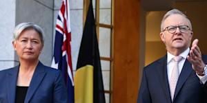 Foreign Minister Penny Wong and Albanese announce Rudd’s resignation as ambassador on Tuesday.