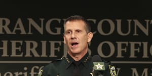 Orange County Sheriff John Mina addresses the media during a press conference about the shootings.