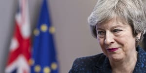 British Prime Minister Theresa May after a meeting with European Council President Donald Tusk at the European Council headquarters in Brussels on Thursday.