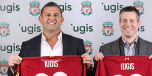 Bill Papas at the announcement of Iugis’s sponsorship of Liverpool Football Club. 