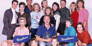 The cast of Neighbours in 1989,including Kylie Minogue,Jason Donovan and Guy Pearce.