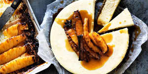 Sunny dessert:Vanilla and ginger cheesecake with pineapple.