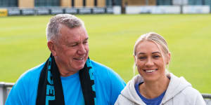 Erin Phillips and her father Greg,a legend of Port Adelaide,ahead of Erin’s debut season at the club.