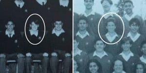 Michael Clarke and Harry Kewell in their year 10 school photos.