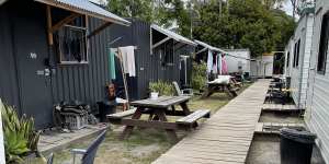 Some of the converted shipping containers Pacific workers bunked in at the northern NSW site.
