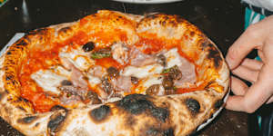 Puffy-crusted pizzas are the mainstay.
