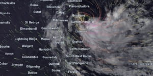 Weatherzone image of Cyclone Alfred at 9.30pm AEDT on Friday.