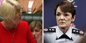 Police Minister Yasmin Catley and Police Commissioner Karen Webb 