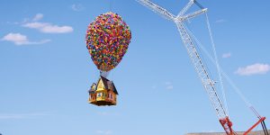The recreated house from Pixar’s Up will be suspended in the air. 