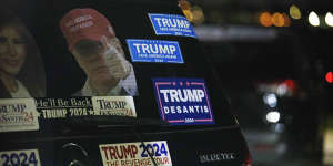 A supporter parks near Trump’s Mar-a-Lago estate.