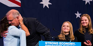 Scott Morrison concedes defeat at his election event at The Fullerton Hotel,Sydney.