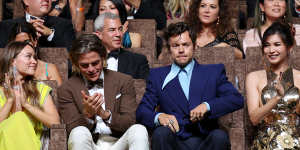 Olivia Wilde,Chris Pine,Harry Styles moments after what’s been called #SpitGate.