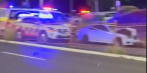 Police at the scene of the accident.