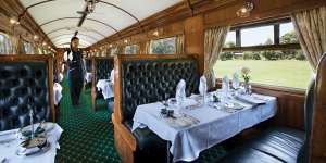 Bygone elegance … five-star dining on Rovos Rail.