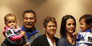 Ben Barba’s father Ken,mother Kim and partner Ainslie with the pair’s two children back in 2012.
