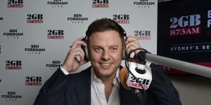 Ben Fordham after his first breakfast show broadcast at 2GB studio. 