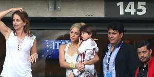 Shakira (centre) with ex-husband Gerard Pique’s mother Montserrat Bernabeu (left).