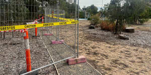 Fencing warns off the public after asbestos was found at GJ Hosken Reserve in Altona North.