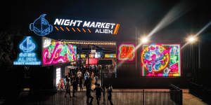 Alien Night Market captures the neon excitement of high-tech Asian cities and their faddish street foods.