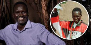 Paul Tergat in Sydney this week and as a World Cross Country Champion (inset).