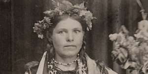 Klara Djachenko wearing traditional dress in her teenage years. 