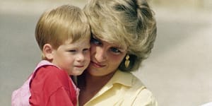 Prince Harry with his mother,Princess Diana,in 1987.