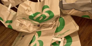 There is no option for a bagless grocery home delivery from Woolworths or Coles,and while the bags are now paper,it is still creating unnecessary waste.