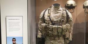 The uniform of former SAS soldier Ben Roberts-Smith,on display at the Australian War Memorial in Canberra.