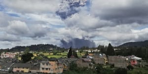 Indonesia volcano spews huge ash cloud in second eruption in three days