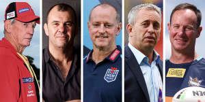 South Sydney’s five-man shortlist:Wayne Bennett,Michael Cheika,Michael Maguire,Steve McNamara and Justin Holbrook.