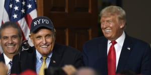 Rudy Giuliani,pictured with Donald Trump in 2020,has had his law licence suspended in New York.