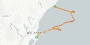 A map showing the drift of the stricken cargo ship the Portland Bay off the NSW South Coast on Monday.