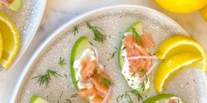 Susie Burrell's smoked salmon with apple canapes. 