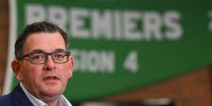 Premier Daniel Andrews on the campaign trail at Bayswater on Thursday.