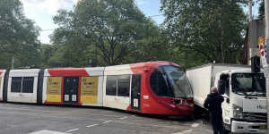 A truck and a light rail tram were involved in a collision in the Sydney CBD.