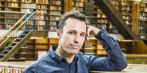 Author Markus Zusak in the Mitchell Reading Room at the NSW State Library.