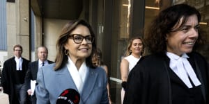 Lisa Wilkinson and her barrister Sue Chrysanthou,SC,outside the Federal Court in Sydney on Friday.