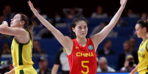 Siyu Wang of China celebrates.