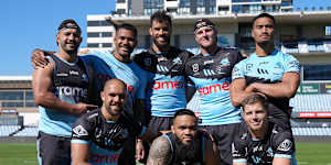 The Great Eight:(clockwise from back left) Braydon Trindall,Sione Katoa,Toby Ridolf,Teig Wilton,Ronnie Mulitalo,Blayke Brailey,Sifa Talakai and Will Kennedy