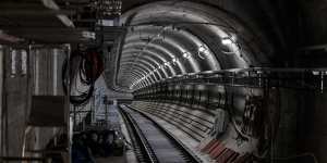 One of the twin metro rail tunnels beneath Pitt and Bathurst streets in the Sydney CBD.