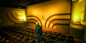 Projectionist Rob Murphy at the Sun Theatre in Yarraville,an Art Deco gem. 