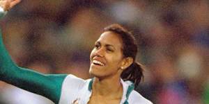 Cathy Freeman after winning gold at the Sydney Olympics in 2000.