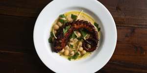 Fremantle octopus with chickpeas,preserved lemon and parsley.