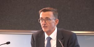 Director-General for the Department of Trade,Employment and Training Peter McKay,a former deputy director-general of the Office of Industrial Relations,giving evidence to the inquiry on Thursday.