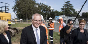 Prime Scott Morrison visits the Mulgoa Road Corridor with Foreign Affairs Minister Marise Payne and candidate for Lindsay Melissa McIntosh on April 12,2019.