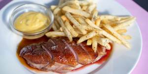 Duck frites:Juicy fingers of crisp-skinned,pink-tinged,dry-aged duck breast with golden fries.