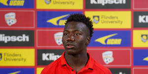 Nestory Irankunda,17,has scored seven goals for Adelaide United – and they’re all bangers.