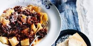 Neil Perry's oxtail ragu with pappardelle pasta recipe.