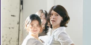 Law,Shirong Wu and Mabel Li in rehearsals for Miss Peony.